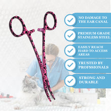 Load image into Gallery viewer, Dog Cat Ear Cleaning Forceps 5.5" CRV Pet Hair Pulling Clamp Tweezers Grooming, PINK Paws