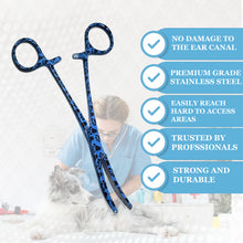Load image into Gallery viewer, Dog Cat Ear Cleaning Forceps 5.5" CRV Pet Hair Pulling Clamp Tweezers Grooming, BLUE Paws