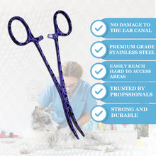 Load image into Gallery viewer, Dog Cat Ear Cleaning Forceps 5.5" CRV Pet Hair Pulling Clamp Tweezers Grooming, PURPLE Paws