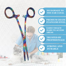 Load image into Gallery viewer, Pet Ear Hair Pulling Serrated Ratchet Forceps, Stainless Steel Grooming Tool, Tie & Die 5.5" STR
