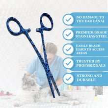 Load image into Gallery viewer, Dog Cat Ear Cleaning Forceps 5.5" STR Pet Hair Pulling Clamp Tweezers Grooming, BLUE Paws