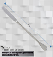 Load image into Gallery viewer, Stainless Steel Double Ended Micro Lab Spatula Sampler, Square & Flat Spoon End, 9" Length