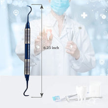Load image into Gallery viewer, Hollow Handle Sickle Scaler H6/H7 Blue Titanium Double Ended Stainless Steel Dental Tool