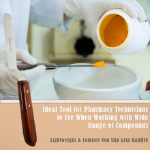 Load image into Gallery viewer, Stainless Steel Lab Spatula with Wooden Handle, 4" Offset Bayonet Blade, 8" Total Length