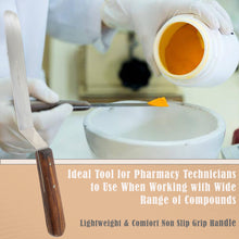 Load image into Gallery viewer, Stainless Steel Lab Spatula with Wooden Handle, 7" Offset Bayonet Blade, 11" Total Length