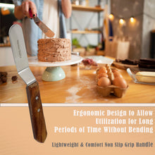 Load image into Gallery viewer, Cake Decorating Angled Icing Spatula, Stainless Steel 3" Offset Polished Blade Knife, Wood Handle