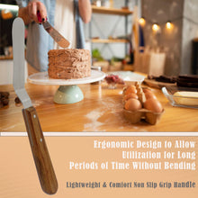 Load image into Gallery viewer, Cake Decorating Angled Icing Spatula, Stainless Steel 4" Offset Polished Blade Knife, Wood Handle