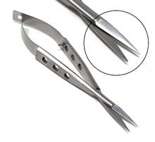 Load image into Gallery viewer, Castroviejo Micro Scissors 4.5" Straight, Fenestrated Flat Handle