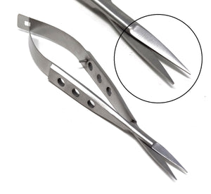 Castroviejo Micro Scissors 4.5" Straight, Fenestrated Flat Handle