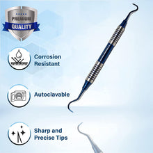 Load image into Gallery viewer, Hollow Handle Sickle Scaler H6/H7 Blue Titanium Double Ended Stainless Steel Dental Tool