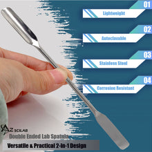 Load image into Gallery viewer, Stainless Steel Double Ended Micro Lab Scoop Spoon Half Rounded & Flat End Spatula Sampler, 7" Length