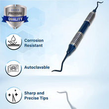 Load image into Gallery viewer, Hollow Handle Sickle Scaler 204S Blue Titanium Double Ended Stainless Steel Dental Tool