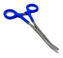Load image into Gallery viewer, Blue PVC Vinyl Grip Handle Hemostat Forceps Curved Serrated 6"