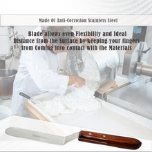 Load image into Gallery viewer, Stainless Steel Lab Spatula with Wooden Handle, 4" Offset Bayonet Blade, 8" Total Length