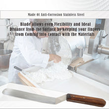 Load image into Gallery viewer, Stainless Steel Lab Spatula with Wooden Handle, 7" Offset Bayonet Blade, 11" Total Length