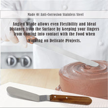 Load image into Gallery viewer, Cake Decorating Angled Icing Spatula, Stainless Steel 3" Offset Polished Blade Knife, Wood Handle