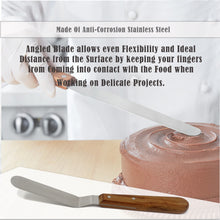 Load image into Gallery viewer, Cake Decorating Angled Icing Spatula, Stainless Steel 4" Offset Polished Blade Knife, Wood Handle