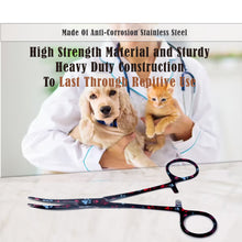 Load image into Gallery viewer, Dog Cat Ear Cleaning Forceps 5.5" CRV Pet Hair Pulling Clamp Tweezers Grooming, BLACK Multi Paws