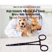 Load image into Gallery viewer, Dog Cat Ear Cleaning Forceps 5.5" STR Pet Hair Pulling Clamp Tweezers Grooming, BLACK Multi Paws