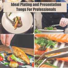 Load image into Gallery viewer, Kitchen Tweezers Stainless Steel Food Tongs Angled Serrated Tips 12" Large Tweezers for Commercial & Home Kitchen Use