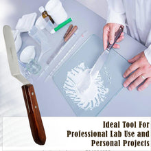 Load image into Gallery viewer, Stainless Steel Lab Spatula with Wooden Handle, 4" Offset Bayonet Blade, 8" Total Length