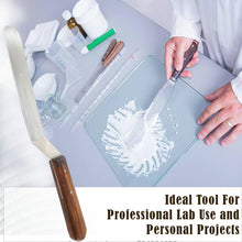 Load image into Gallery viewer, Stainless Steel Lab Spatula with Wooden Handle, 7" Offset Bayonet Blade, 11" Total Length