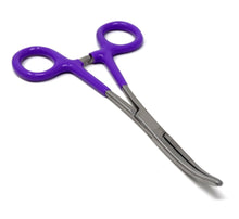 Load image into Gallery viewer, Purple PVC Vinyl Grip Handle Hemostat Forceps Curved Serrated 6"