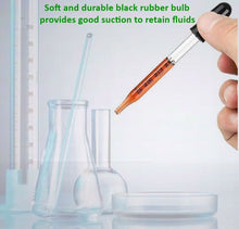 Load image into Gallery viewer, 1ml Graduated 12/pack Glass Dropper Pipette with Rubber Cap Medicine Essential Oils Eye