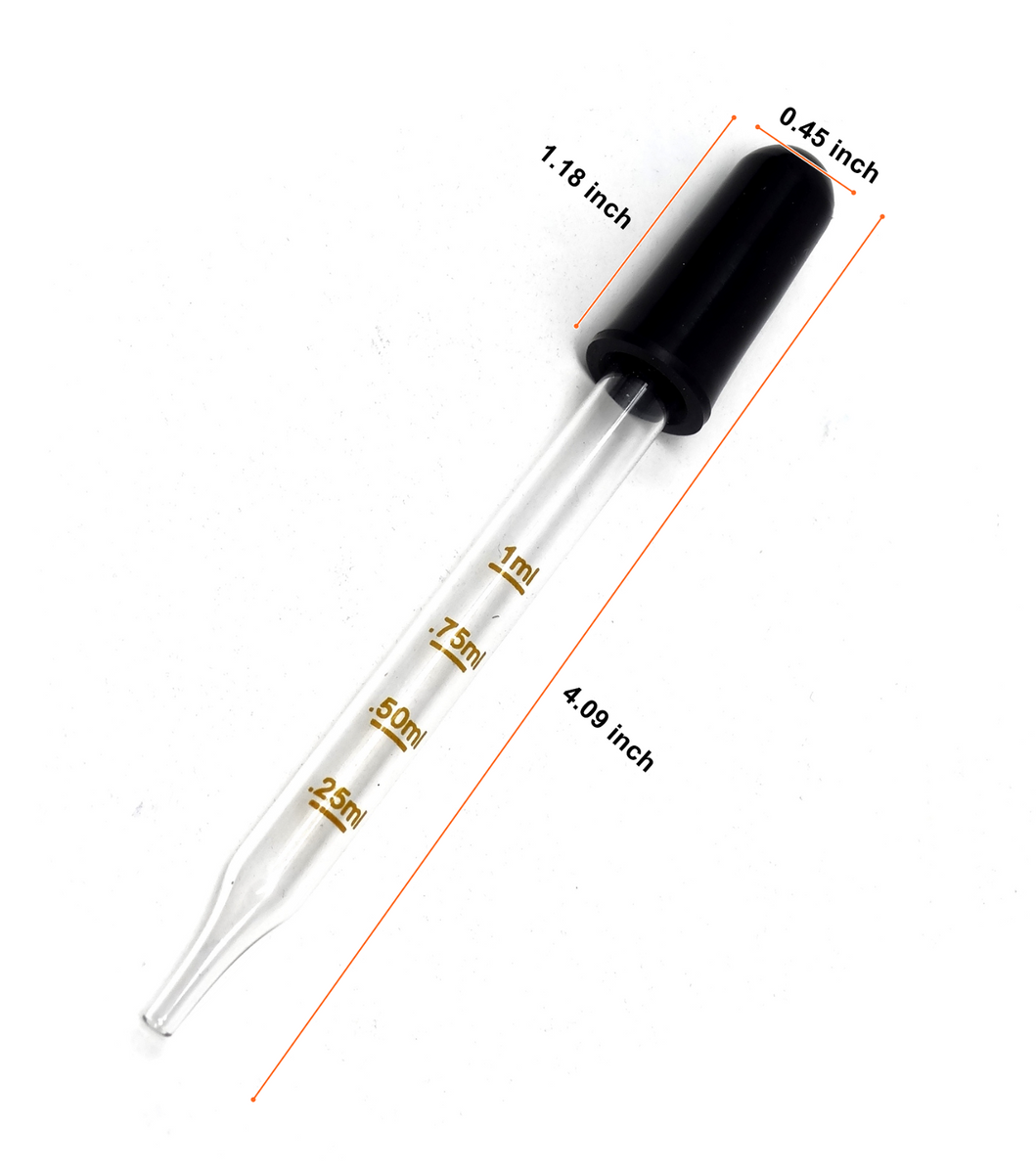 1ml Graduated 24/pack Glass Dropper Pipette with Rubber Cap