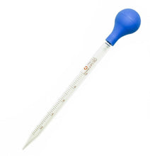 Load image into Gallery viewer, 10ml Glass Scale Line Dropper Pipette Lab Dropper Dropping Pipet Blue Rubber Head Pipettors