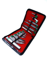 Load image into Gallery viewer, Set of 12 Pcs Fiber Optic Mac & Miller Laryngoscope Blades & Handle Intubation Kit