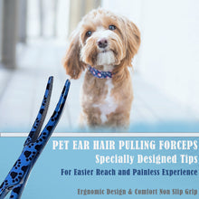 Load image into Gallery viewer, Dog Cat Ear Cleaning Forceps 5.5" CRV Pet Hair Pulling Clamp Tweezers Grooming, BLUE Paws