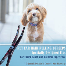 Load image into Gallery viewer, Dog Cat Ear Cleaning Forceps 5.5" CRV Pet Hair Pulling Clamp Tweezers Grooming, BLACK Multi Paws