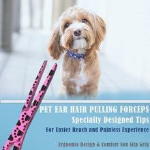 Load image into Gallery viewer, Dog Cat Ear Cleaning Forceps 5.5" STR Pet Hair Pulling Clamp Tweezers Grooming, PINK Paws
