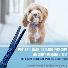 Load image into Gallery viewer, Dog Cat Ear Cleaning Forceps 5.5" STR Pet Hair Pulling Clamp Tweezers Grooming, BLUE Paws