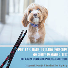 Load image into Gallery viewer, Dog Cat Ear Cleaning Forceps 5.5" STR Pet Hair Pulling Clamp Tweezers Grooming, BLACK Multi Paws
