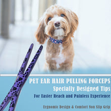 Load image into Gallery viewer, Dog Cat Ear Cleaning Forceps 5.5" STR Pet Hair Pulling Clamp Tweezers Grooming, PURPLE Paws