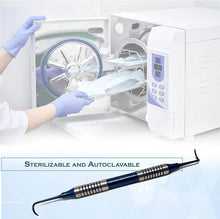 Load image into Gallery viewer, Hollow Handle Sickle Montana Jack Blue Titanium Double Ended Stainless Steel Dental Tool