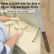 Load image into Gallery viewer, Stainless Steel Lab Spatula with Wooden Handle, 4" Blade, 0.62" Blade Width, 8" Total Length