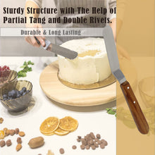 Load image into Gallery viewer, Cake Decorating Angled Icing Spatula, Stainless Steel 3" Offset Polished Blade Knife, Wood Handle