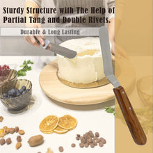 Load image into Gallery viewer, Cake Decorating Angled Icing Spatula, Stainless Steel 4" Offset Polished Blade Knife, Wood Handle