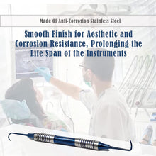 Load image into Gallery viewer, Hollow Handle Sickle Montana Jack Blue Titanium Double Ended Stainless Steel Dental Tool