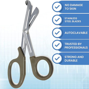 12/Pack Tan Handle Trauma Shears 7.25" Stainless Steel Scissors for Paramedics, EMT, Nurses, Firefighters + More