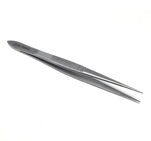 Dissecting Forceps Stainless Steel Micro Fine Point Serrated Tips 4.5" Straight Tweezers
