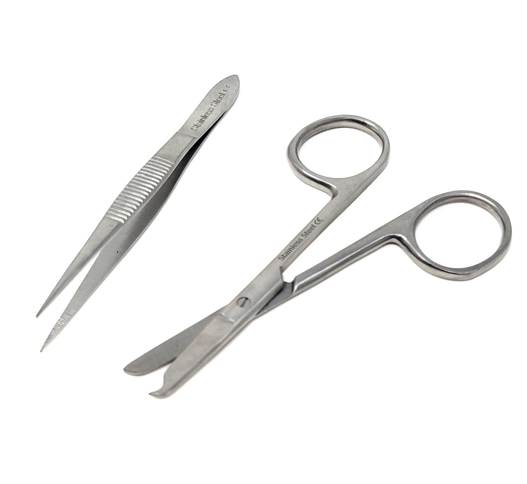 2 Pcs Laceration Suture Removal Instrument Kit, Stainless Steel Tools