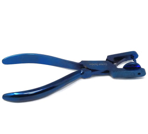 Leather Hole Punch Pliers with Multi-size Rotating Wheel Puncher for Belts, Watch Straps, Purses, 6.5" Long, Blue Titanium