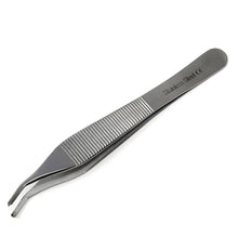 Load image into Gallery viewer, Adson Toothed Kocher Tissue Dissecting Forceps, 1x2 Teeth, 4.75" Curved Tweezers, Stainless Steel
