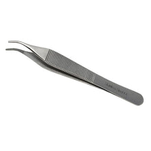 Load image into Gallery viewer, Adson Dressing Serrated Forceps 4.75", Curved Tweezers, Stainless Steel
