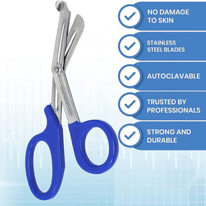 12/Pack Navy Blue Handle Trauma Shears 7.25" Stainless Steel Scissors for Paramedics, EMT, Nurses, Firefighters + More
