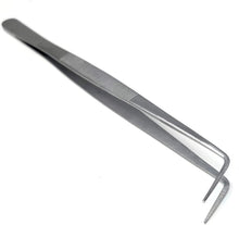 Load image into Gallery viewer, Dissecting Forceps Stainless Steel Micro Fine Point Serrated Tips 8" Right Angled Tweezers
